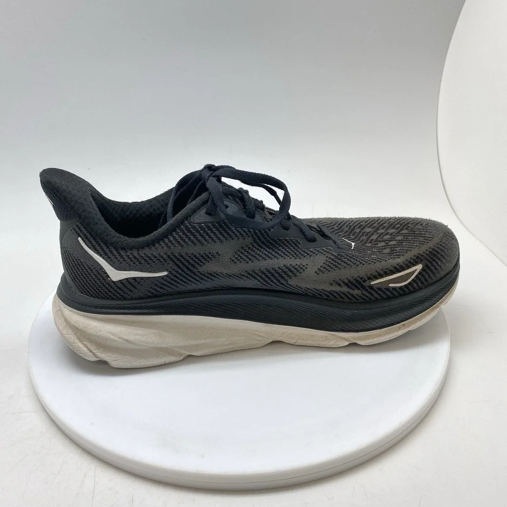 Hoka One One Sneakers Womens 8 B Clifton 9 1127896 BWHT Black Running Gym Shoes